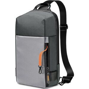💫 Men Grey Crossbody Bag Sling Waterproof Lightweight Chest WorkTravel Backpack